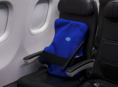 vacuum posture cushion on an aeroplane seat helps foreign travel for a disabled person